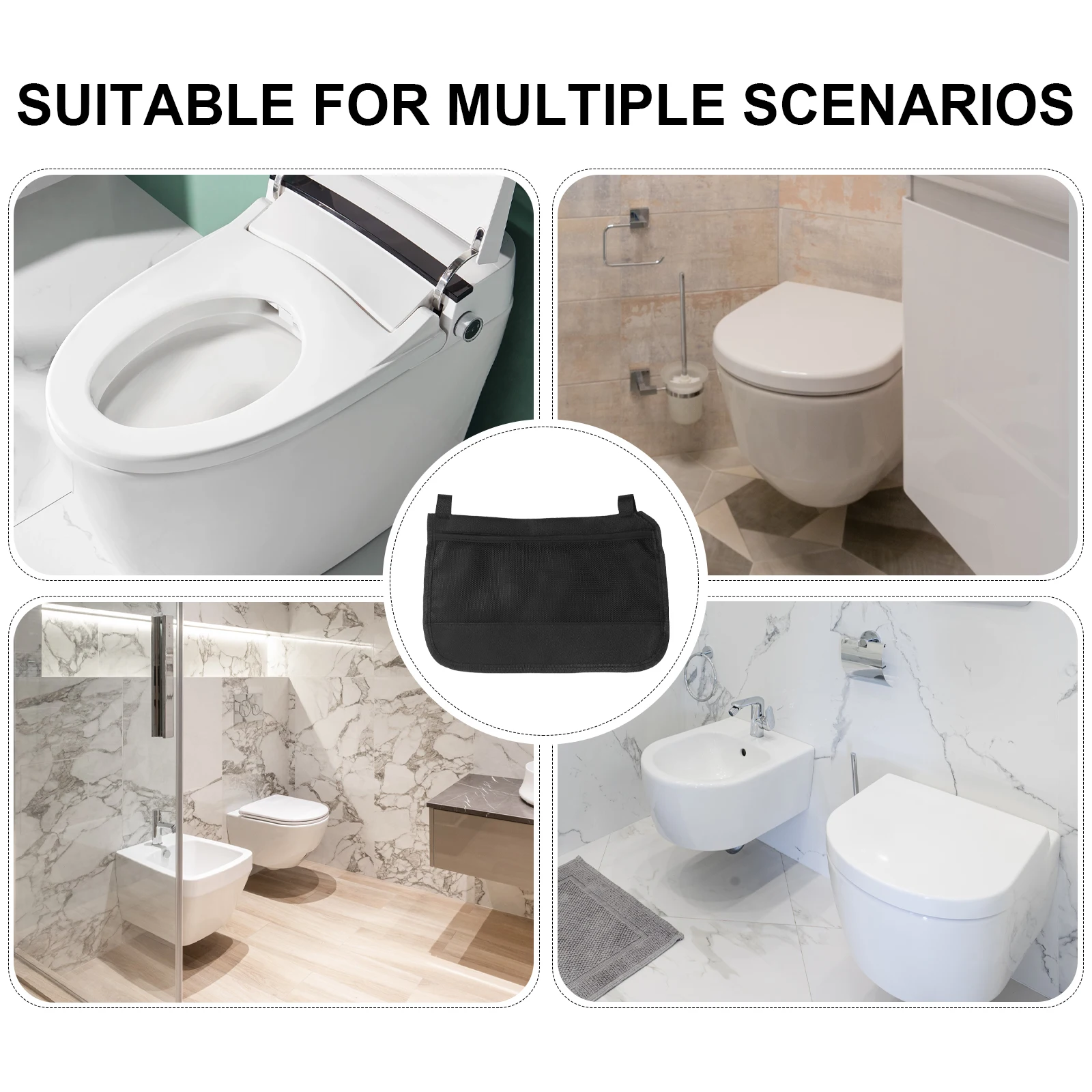 

Commode Chair Organizer Bag 12.58X8.06X0.12 Install Toilet Side Pouch For Elderly Armrest Storage Bag Mobility