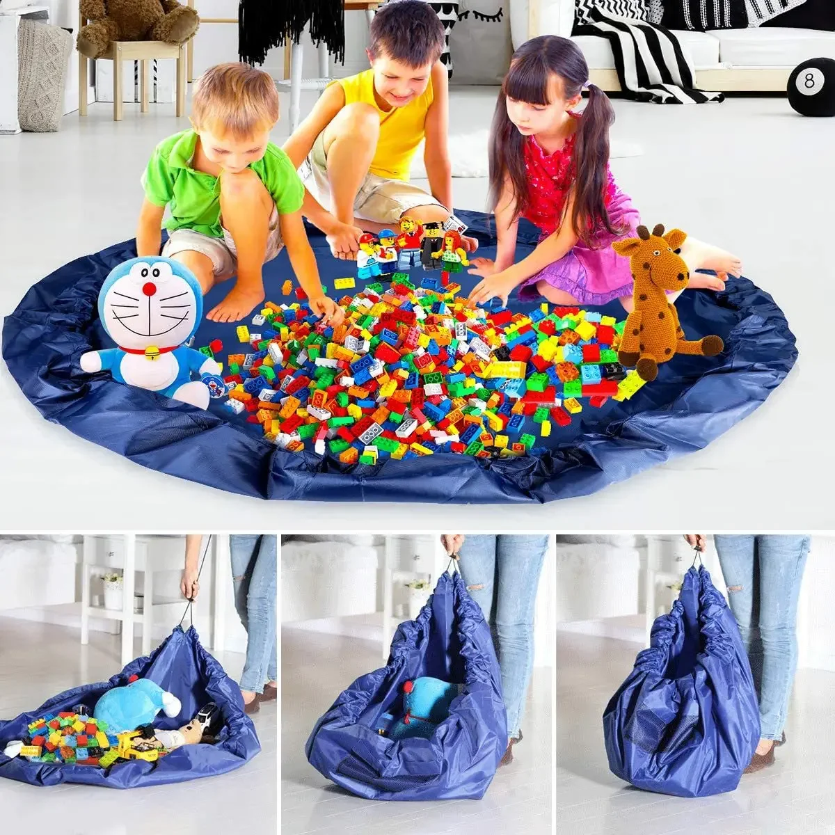 Oversized Diameter 150 Baby Toy Fast Storage Bag Home Outdoor Children\'s Toy Mat Toy Storage  Cute  Luggage Organizer