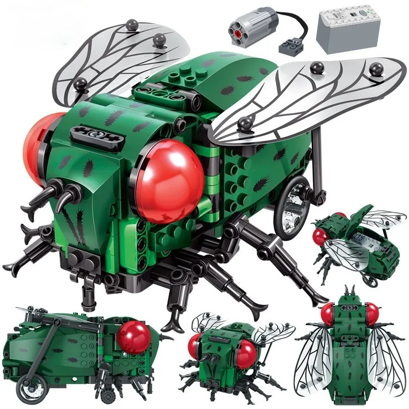 Créateur simulé insecte bricolage blocs de construction de ville électrique haute technologie MOC modèle briques de construction ensembles jouets pour enfants cadeaux