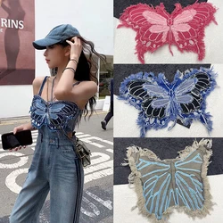 Fashion Love Heart Cowboy Butterfly ricamo Patch adesivi per Badge in tessuto per cucire sulla decorazione dell'abbigliamento della giacca di jeans