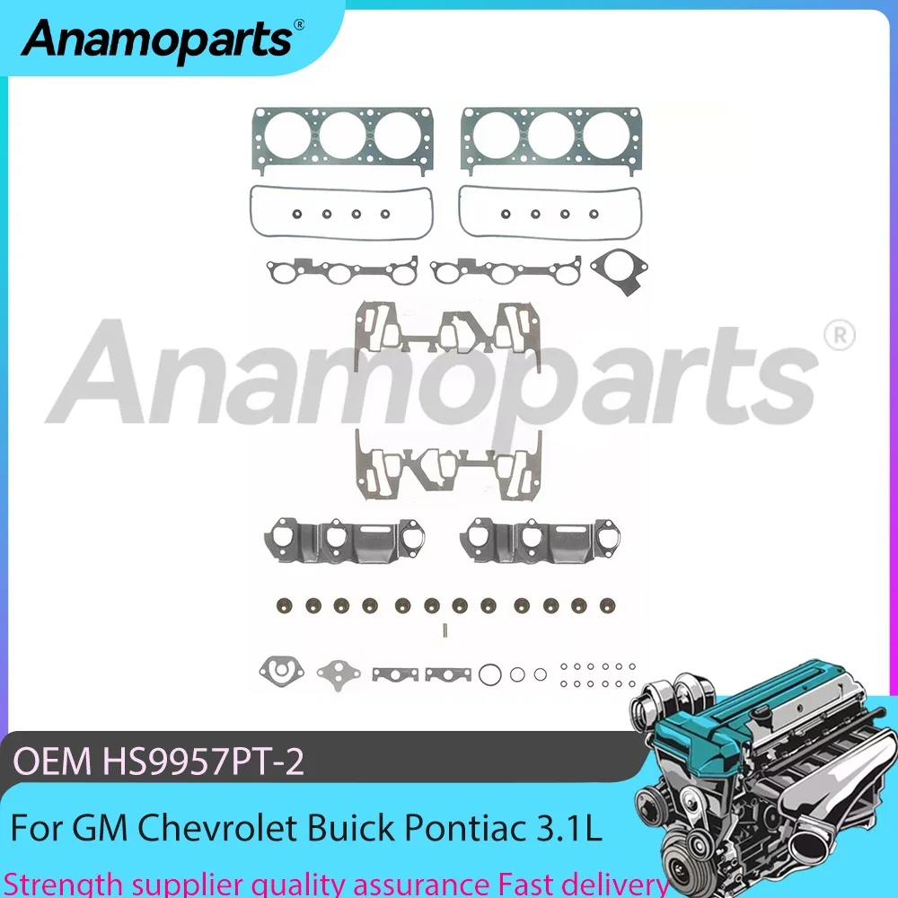 

Engine Parts Full Gasket Set Kit Fit 3.1L V6 GAS OHV For GM BUICK REGAL SKYLARK CHEVROLET MALIBU PONTIAC L82 3.1L 1995-1999