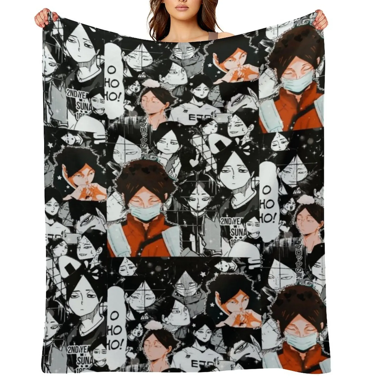 

suna rintarou manga collage Throw Blanket Retros Sofas Bed Plaid on the sofa Blankets