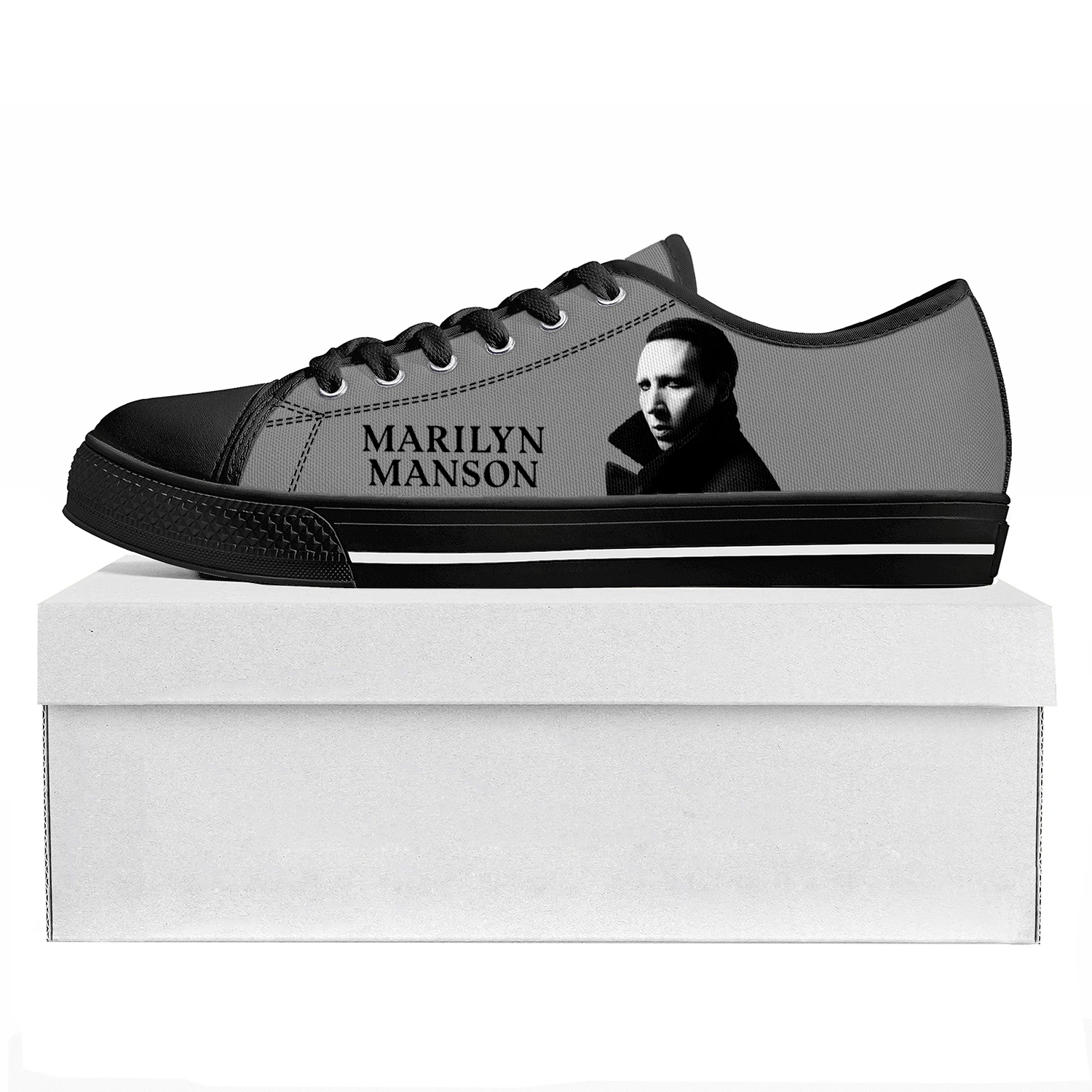 Rock Band Music Singer Marilyn Manson Low Top High Quality Sneakers Mens Womens Teenager Canvas Sneaker Couple Shoes Custom Shoe