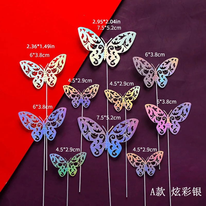 10PCS 3D Schmetterling Kuchen Topper Set Gold Silber Geburtstag Party Dekorationen für Cupcakes DIY Wandbehang Dekor Schmetterling Thema – Detail 7