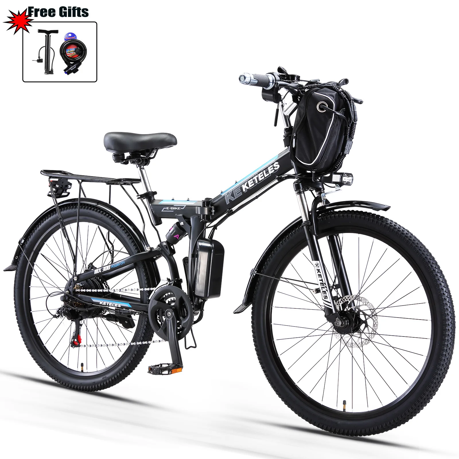 KETELES New 2025 Folding Electric Bike 48V/20AH E-Mountain Bike For Adults 26 MX300 Full Suspension E-Bike With Pedal Assist