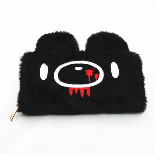 Imagen 1 del producto Cartera de felpa con cremallera de oso negro de dibujos animados, tarjeteros, bolsos femeninos, cartera de mano