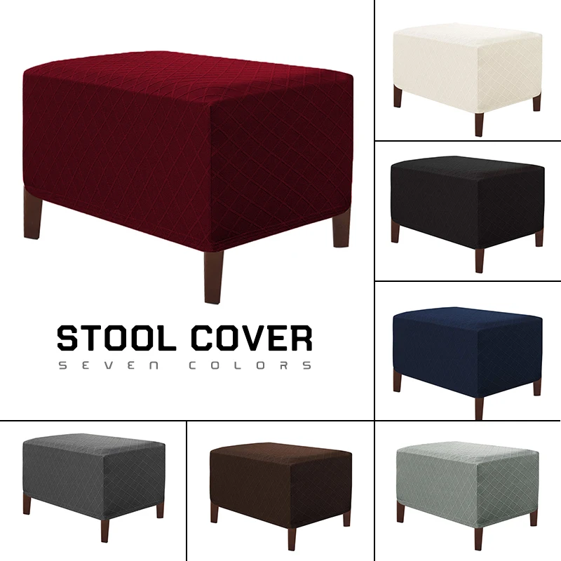 Solid Color Stretch Sofa Pedal Cover American Style Universal Non-slip Furniture Sofa Case Dust-proof Square Stool Cover