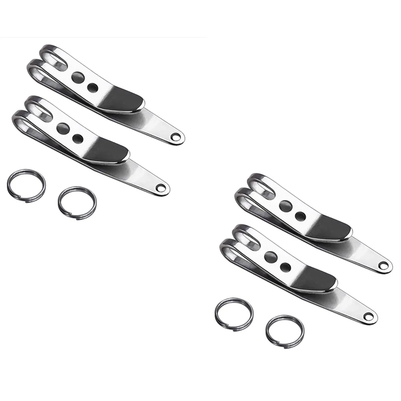 Mini Clip de bolsillo para exteriores, Clip de linterna, gancho de Montañismo pequeño, Clip de bolsillo de acero inoxidable, paquete de 4