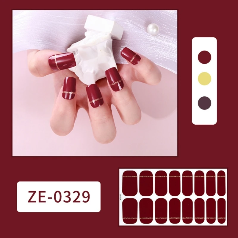 Strisce per unghie in gel semi polimerizzato Adesivi per unghie in gel Strisce di smalto gel 16 adesivi