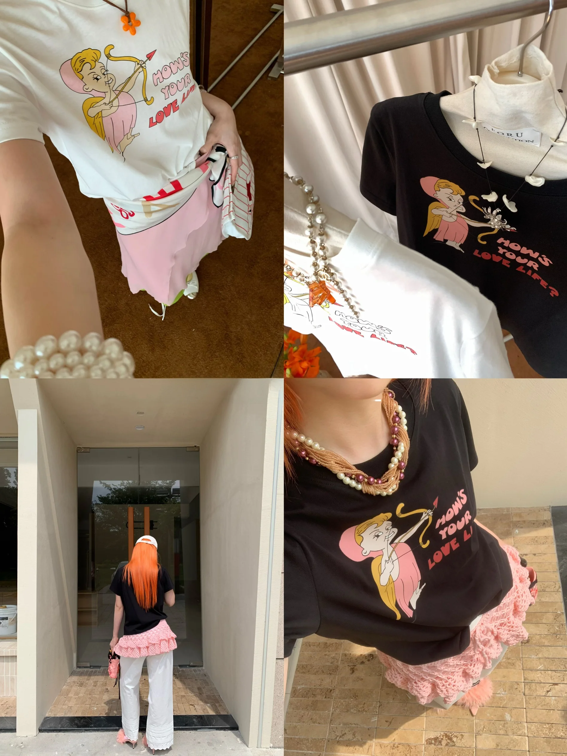 

Hang Summer Faion Loose Fit ort Sve T-irt Women's Print Design Versatile Casual Cotton Blend round Ne Top