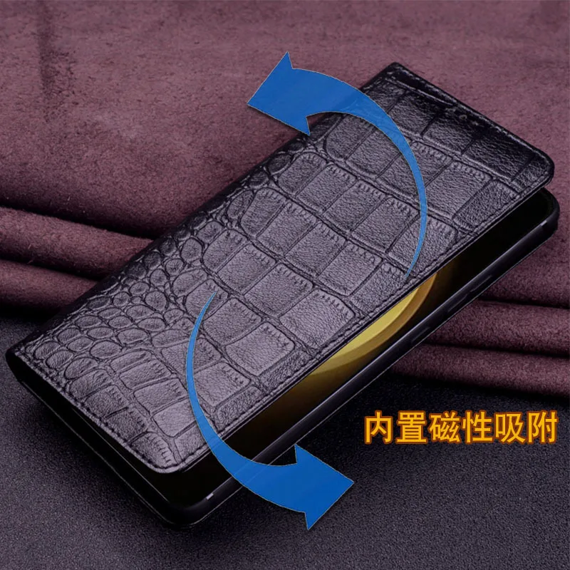 

Роскошный флип-чехол для телефона из натуральной кожи для Samsung Galaxy S23 S24 Ultra Plus из натуральной воловьей кожи с карманом и полным покрытием