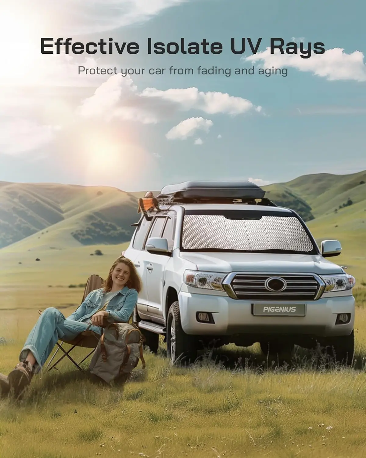 Custom Fit Sun Shade for Ram 1500 2019-2025 with Wide Sensor, Reflective Aluminum Film for Heat and UV Protection