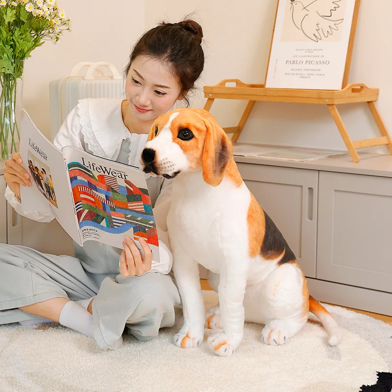 

40/55/65CM Simulation Beagle Plush Toys Soft Stuffed Animal Doll Lifelike Sitting Puppy Dog Doll Accompany Gifts