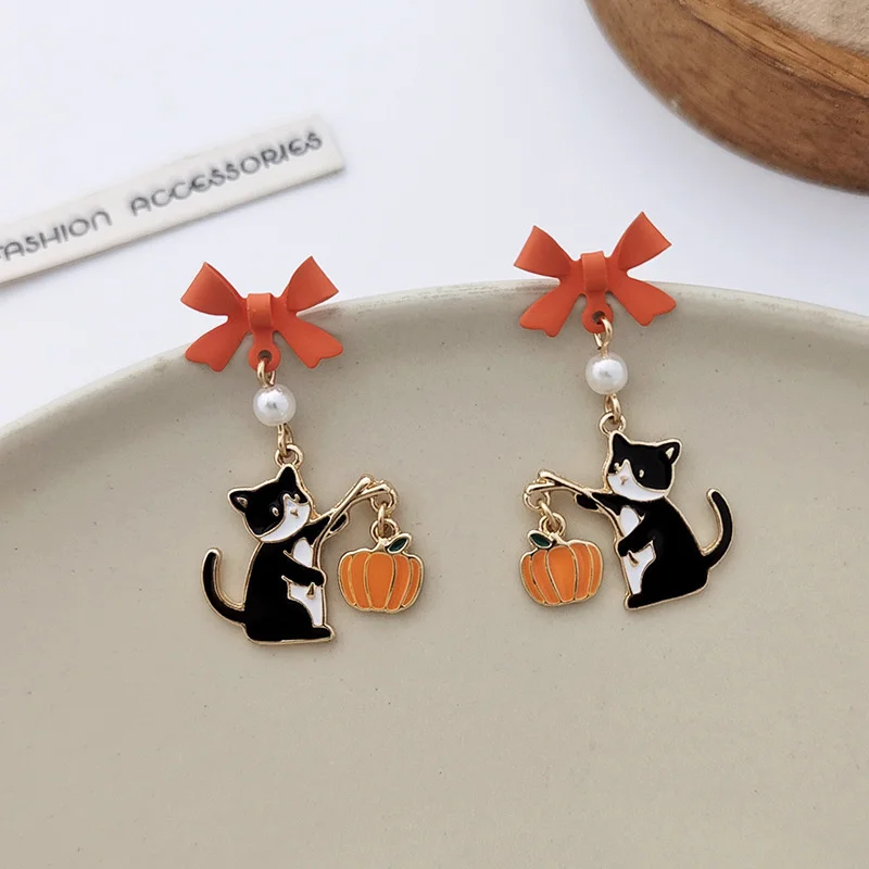 Cartoon Animal Earring Kitty Pumpkin Cute Fun Earring Lady Holiday Gift