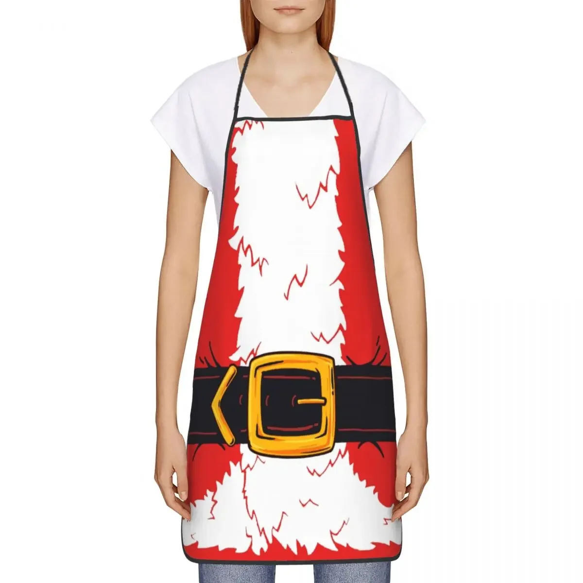 Unisex Santa Claus Costume Kitchen Chef Cooking Baking Apron Men Women Christmas Gift Tablier Cuisine for Painting