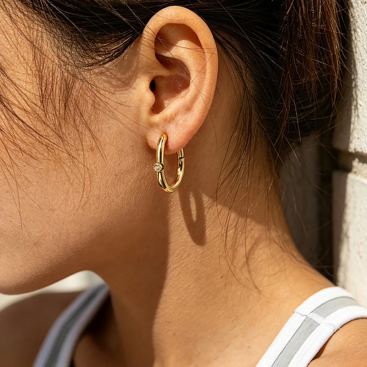 WILD & FREE 18K PVD Gold Plated Stainless Steel Hoop Earrings for Women Trendy Minimalist Huggie Earring Waterproof Jewelry