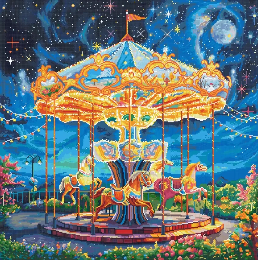 5D Diamond Painting Kit Full Drill - Peinture Diamant 5D DIY Carrousel Magique