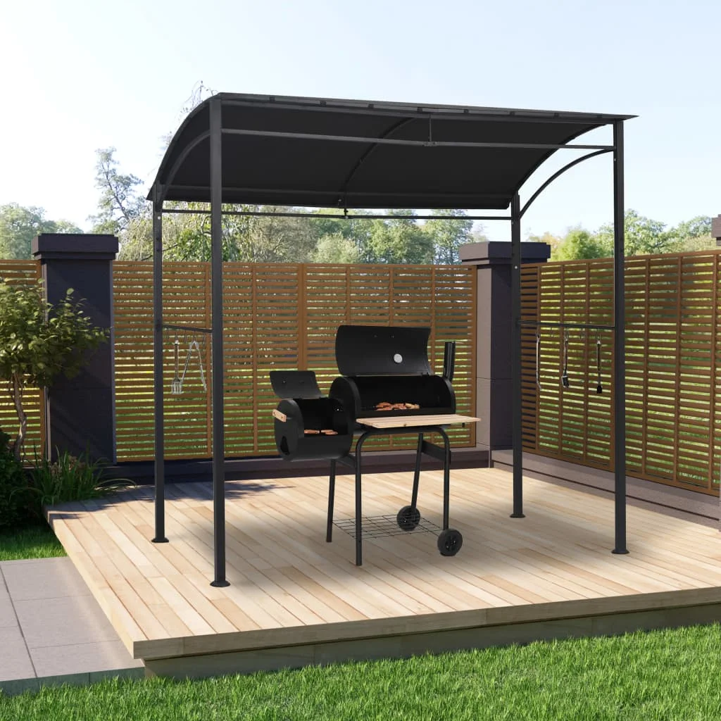 

BBQ Gazebo 7.1'x4.9'x7.2' Anthracite Steel UV and Waterproof Canopy Tent