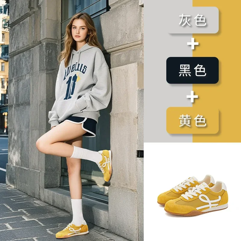 Women's Suede Forrest Gump Shoes Spring Summer Platform Sports Casual Ballet Training Sneakers Fashionable Versatile