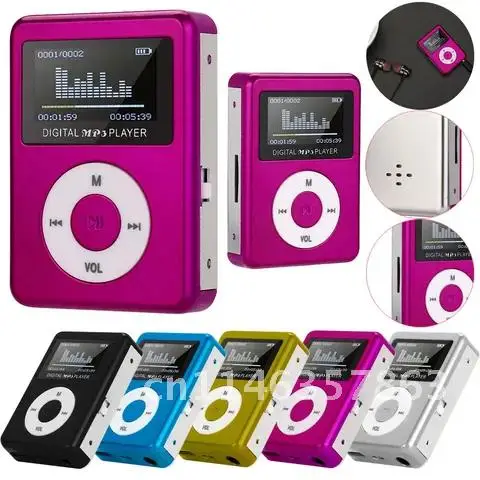 Metal Clip Portable MP3 Player Mini USB Digital Mp3 Music Player LCD Screen Support 32GB Micro SD TF Card Slot