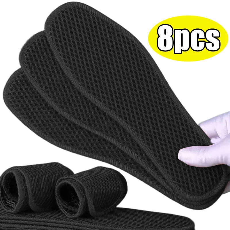 2/8Pcs Bamboo Charcoal Deodorant Insoles Mesh Breathable Absorb-Sweat Shoe Pads Men Sports Shoes Antibacterial Insert Insoles