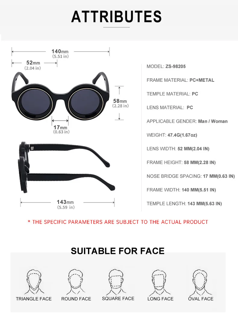 Punk runde Sonnenbrille Männer Luxusmarke Design Steampunk Sonnenbrille für männliche Sommer neue Mode kleine Rahmen Sonnenbrillen Brillen – Detail 10