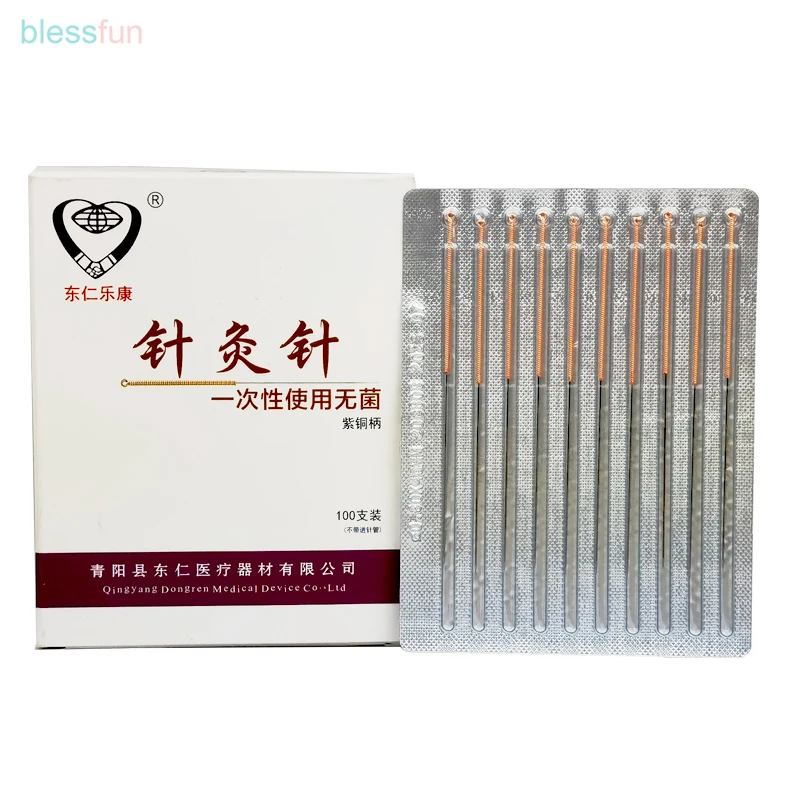 1000 Pcs Copper Spring Handle Copper Handle Disposable Acupuncture Needle Sterilze Beauty Needle all size