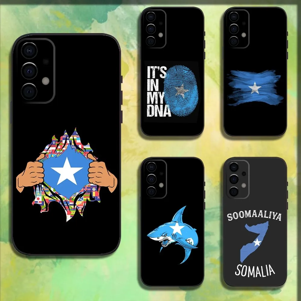 Puntland State Somali Flag Phone Case For Samsung Galaxy A13,A21s,A22,A31,A32,A52,A53,A71,A80,A91 Soft Black Cover