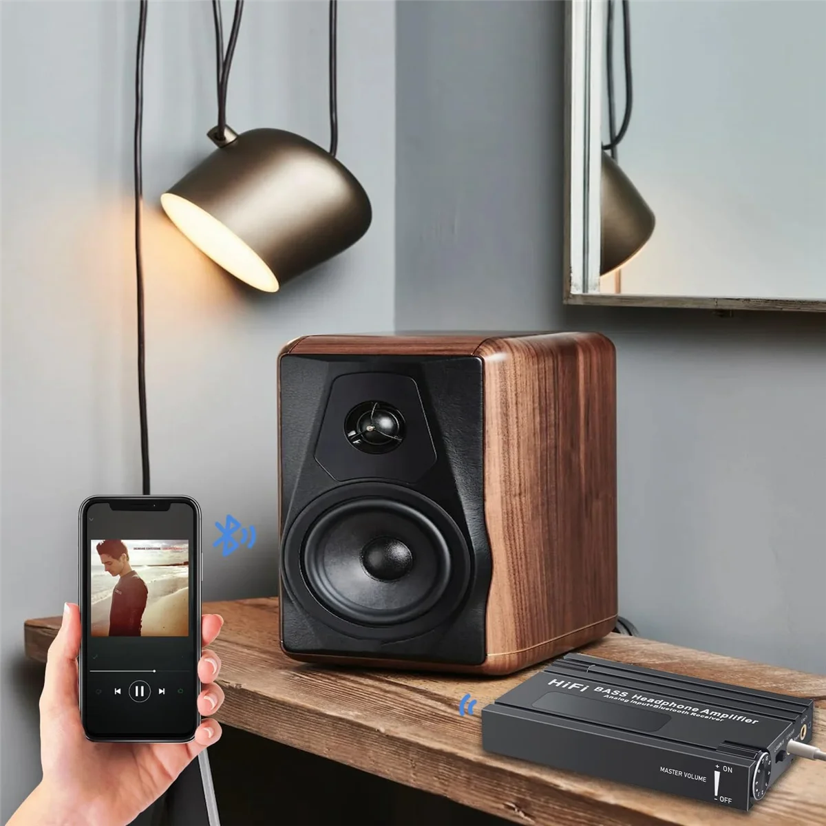 Neuer HiFi-Bluetooth-Kopfhörerverstärker, tragbarer HiFi-Kopfhörerverstärker mit Bass-Lautstärkeregler für MP3/MP4/Telefone/Digitalplayer