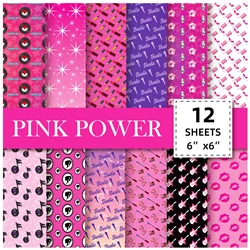12 Sheets 15*15cm Barbie Pink Handbook Material Color Paper Creative Simple Handbook Base Paper Material Colorful Paper Sheets