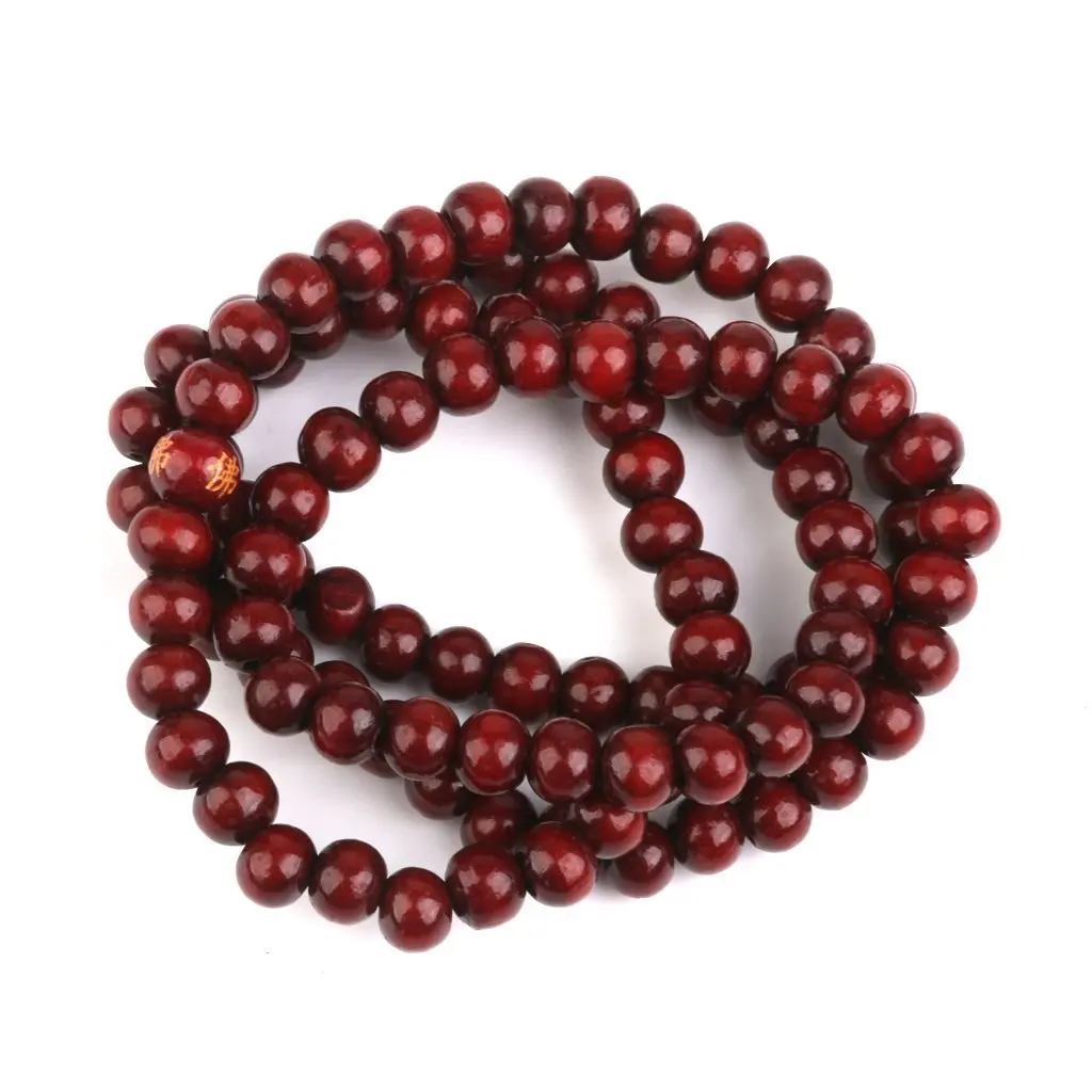 Hot sale Wooden Prayer Chain 108 Pcs Buddha Buddhist Mala Bracelet Purple-Like Red