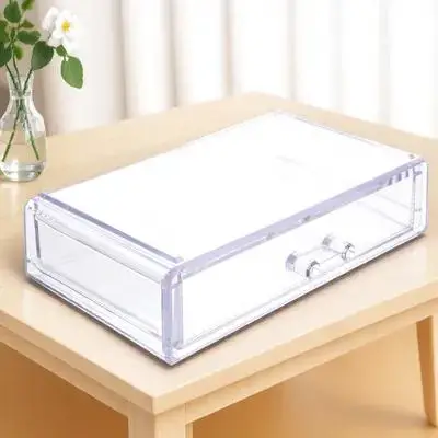 

Transparent Storage Box Lipstick Cosmetics Mini Drawer Makeup Organizer Bins Clear Dustproof Jewelry Case Desktop Container