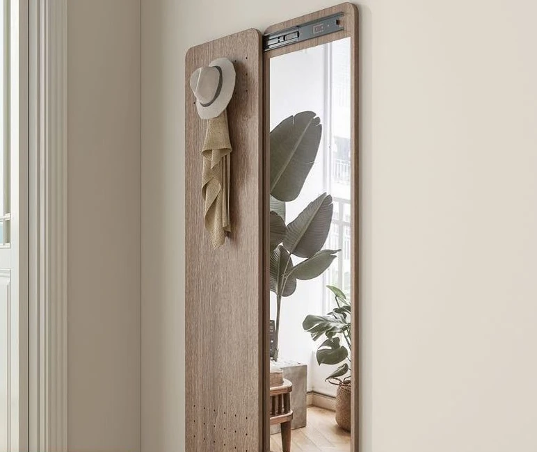 

Mirror bedroom mirror hole plate wall-mounted simple household sliding door full-length mirror storage integrated sliding door