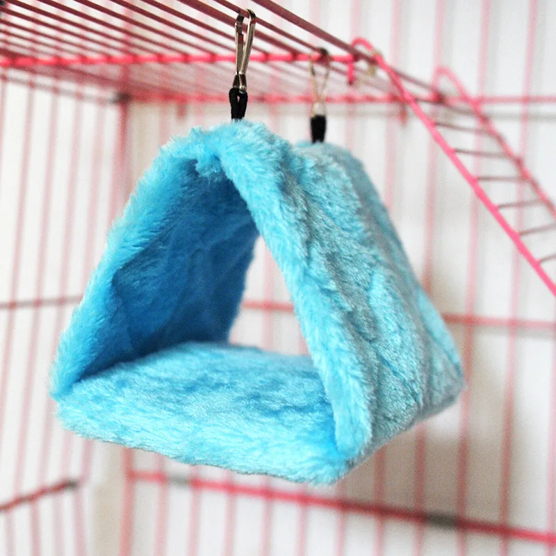 Vogelbett, Winter-Papageienkäfige, warme Plüsch-Dreieck-Hängematte, Hütte, Zeltbett, hängende Höhle zum Schlafen und Schlüpfen, Vogelzubehör – Detail 4
