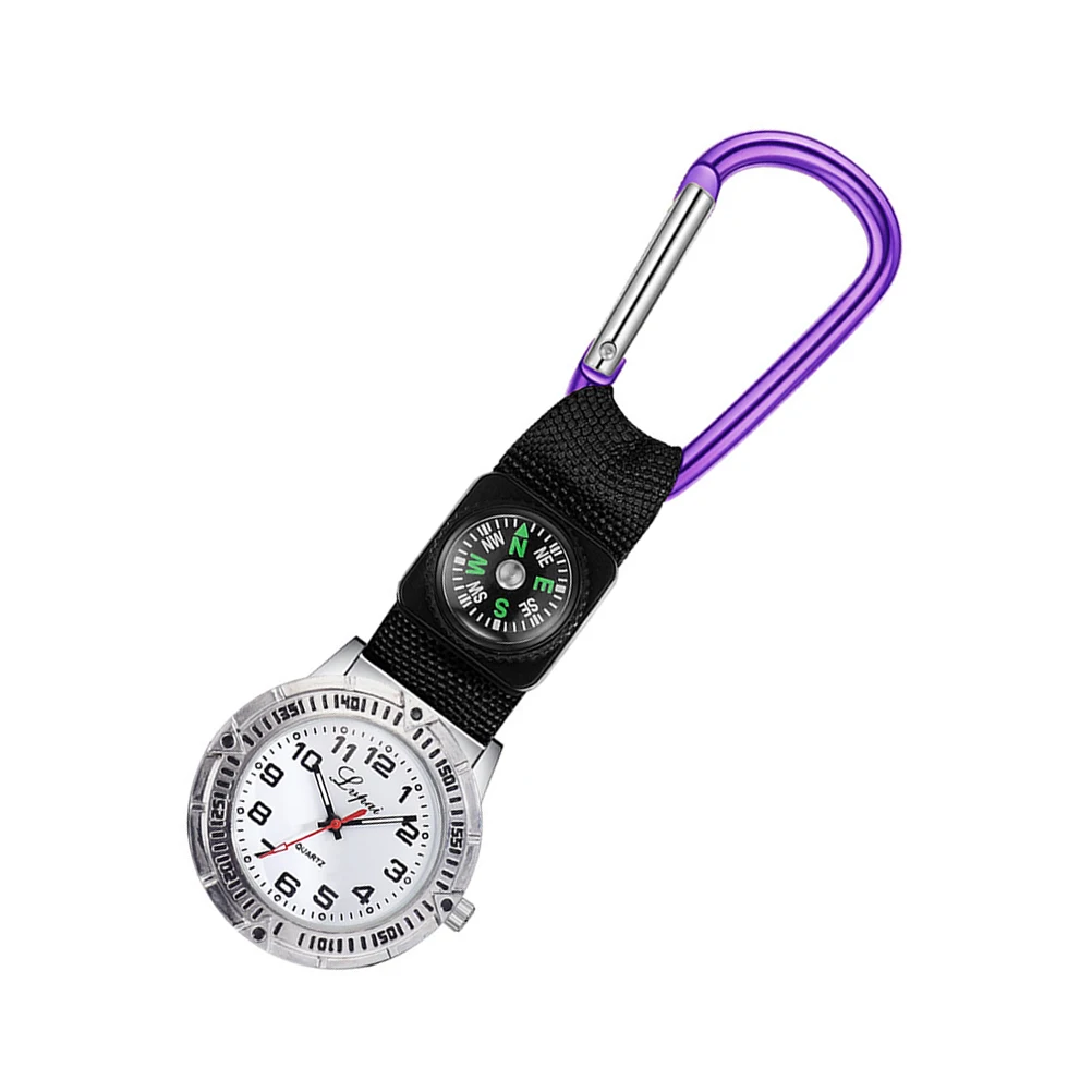 

Mountaineering Watch Purple Clip-on Design Glow Pointer for Night Shifts Nurse Pocket Watch Carabiner Outdoor Sports Hiking