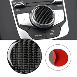 Carbon Fiber Central Control Multimedia Knob Decals Cover Trim Stickers For Audi A3 2014-2017 Accessory Car Styling Trim Sticker