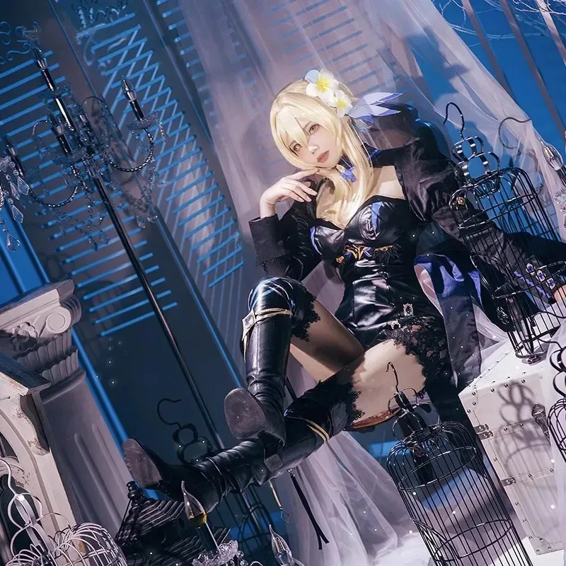 DY20Game Genshin Impact Fanart Abyss Lumine Princess Cosplay Costume Exclusive Traveler Lumine&Aether Halloween Anime Party Dres