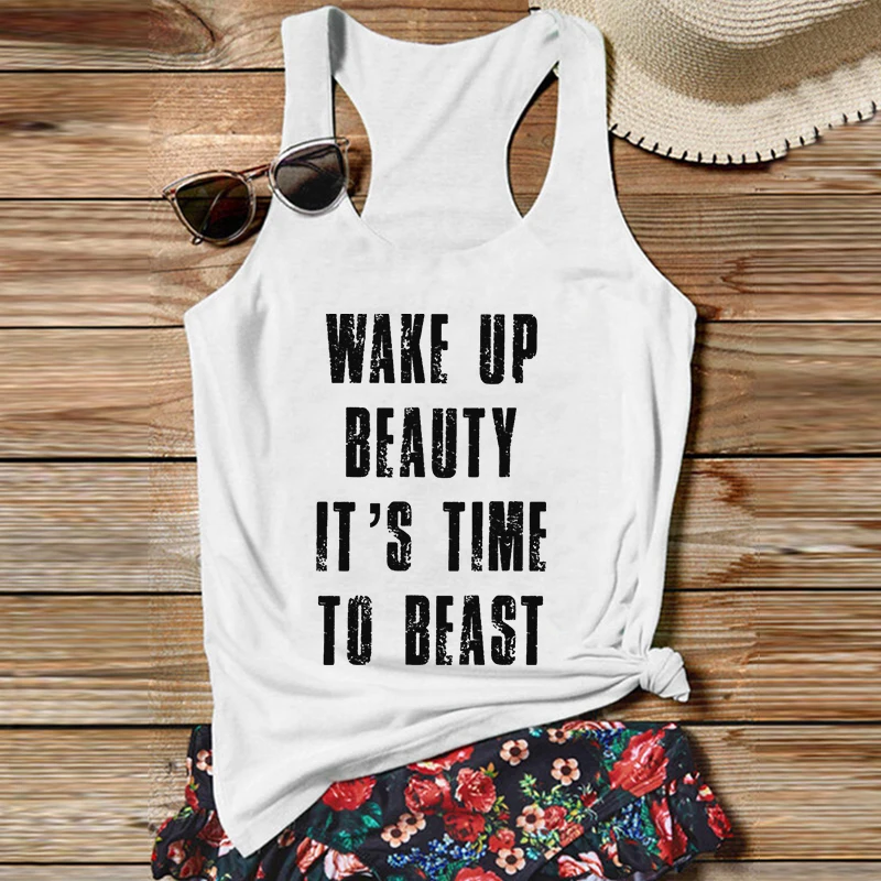 

Wake Up Tank Top Workout Tanks for Women Gym Tanks Cute Workout Tanks Top Muscle Tops Gift for Her Sexy Top S