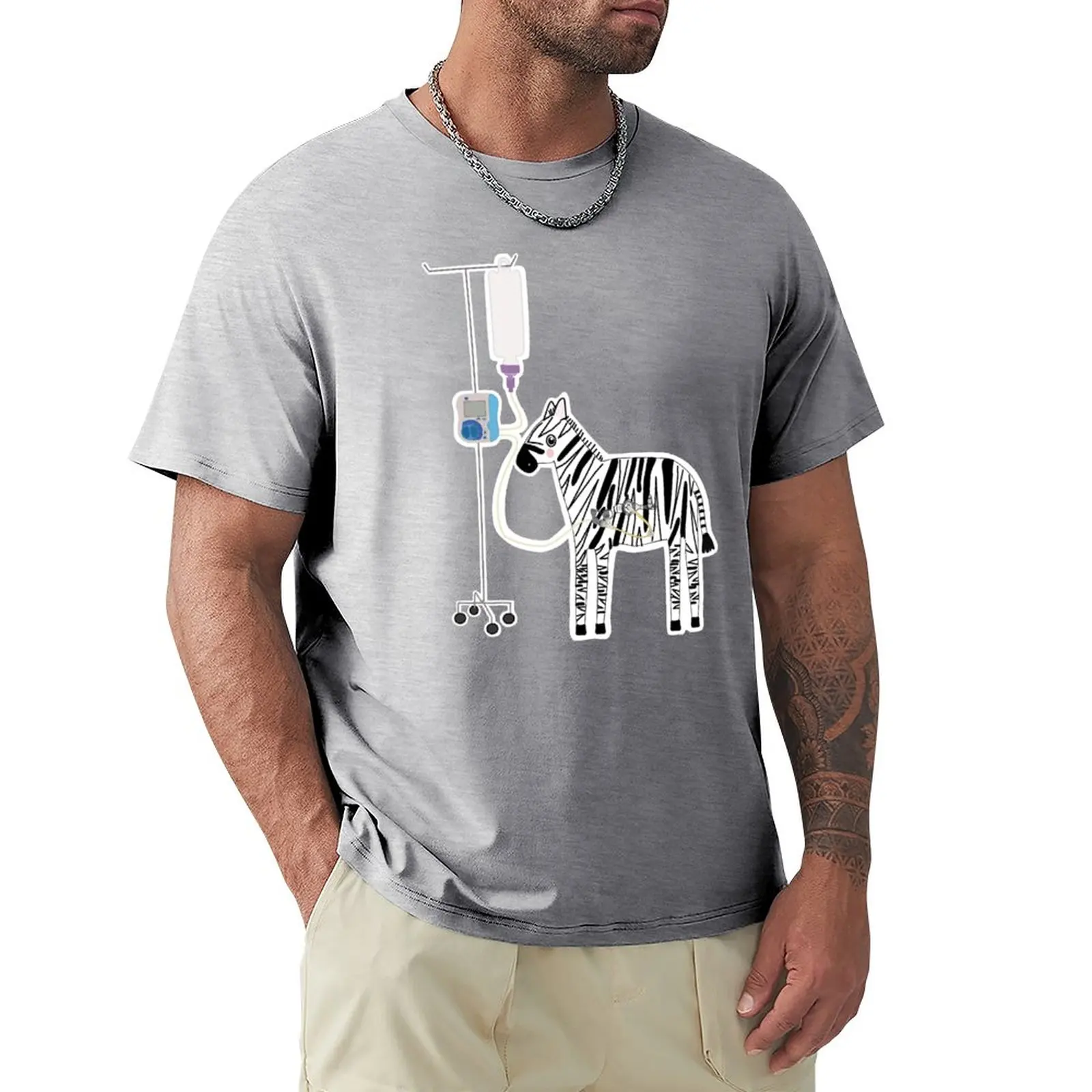 Mic-key button feeding tube EDS zebra -freeGo T-Shirt customs funnys Men's clothing