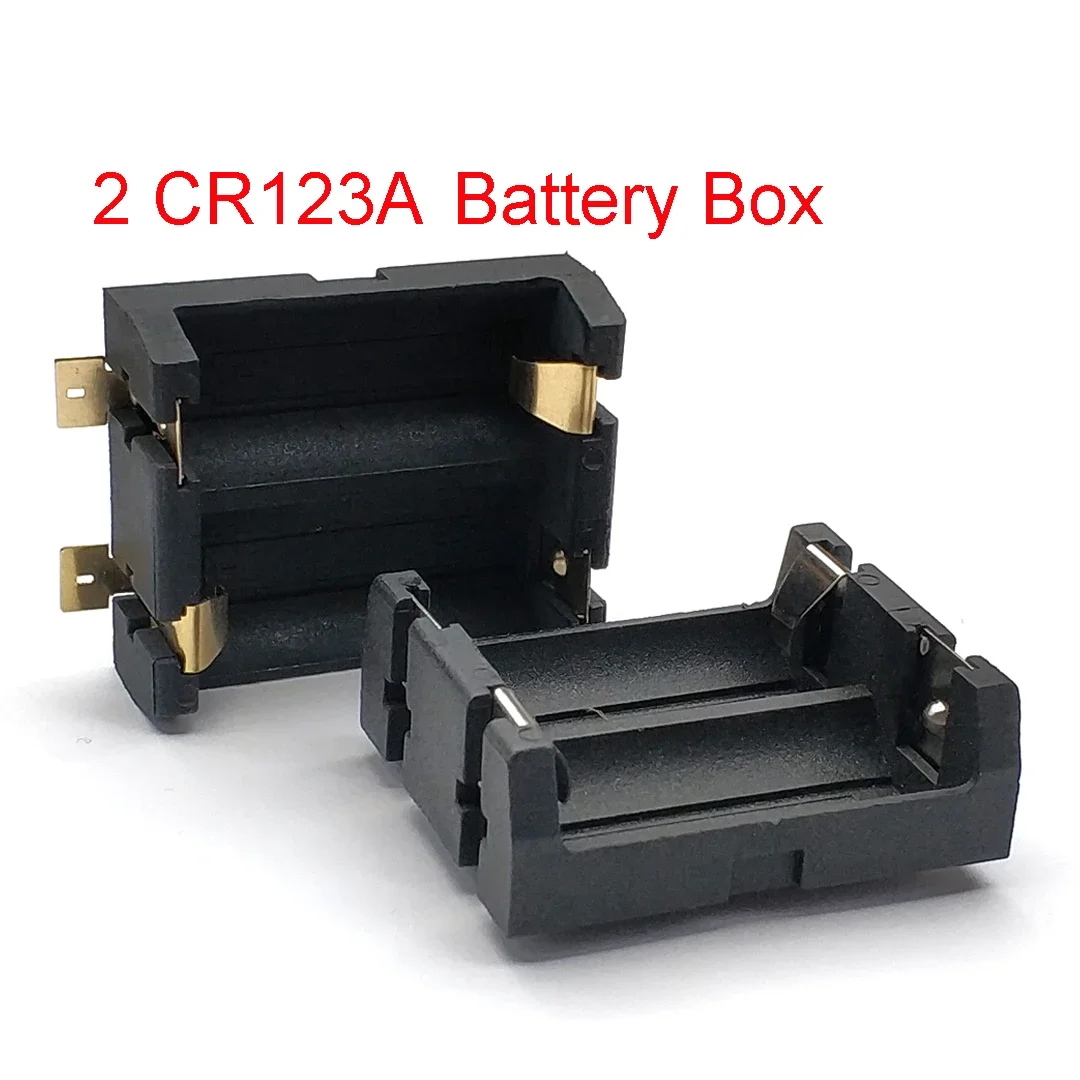 2 CR123A 16340 SMD SMT THM Battery Holder Nylon LIR123A Battery Storage Box Flame Retardant Pin Type Gold Plated Patch