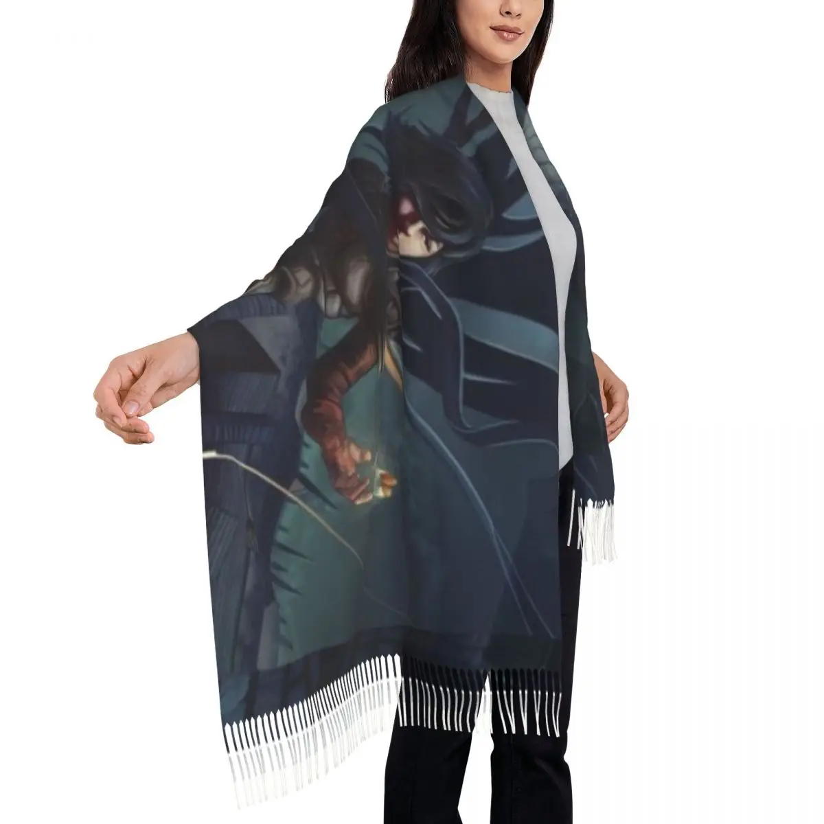 Mistborn Novel Series de Brandon Sanderson - Arte de personaje gráfico 5 72x197cm Mantón Una bufanda con borlas
