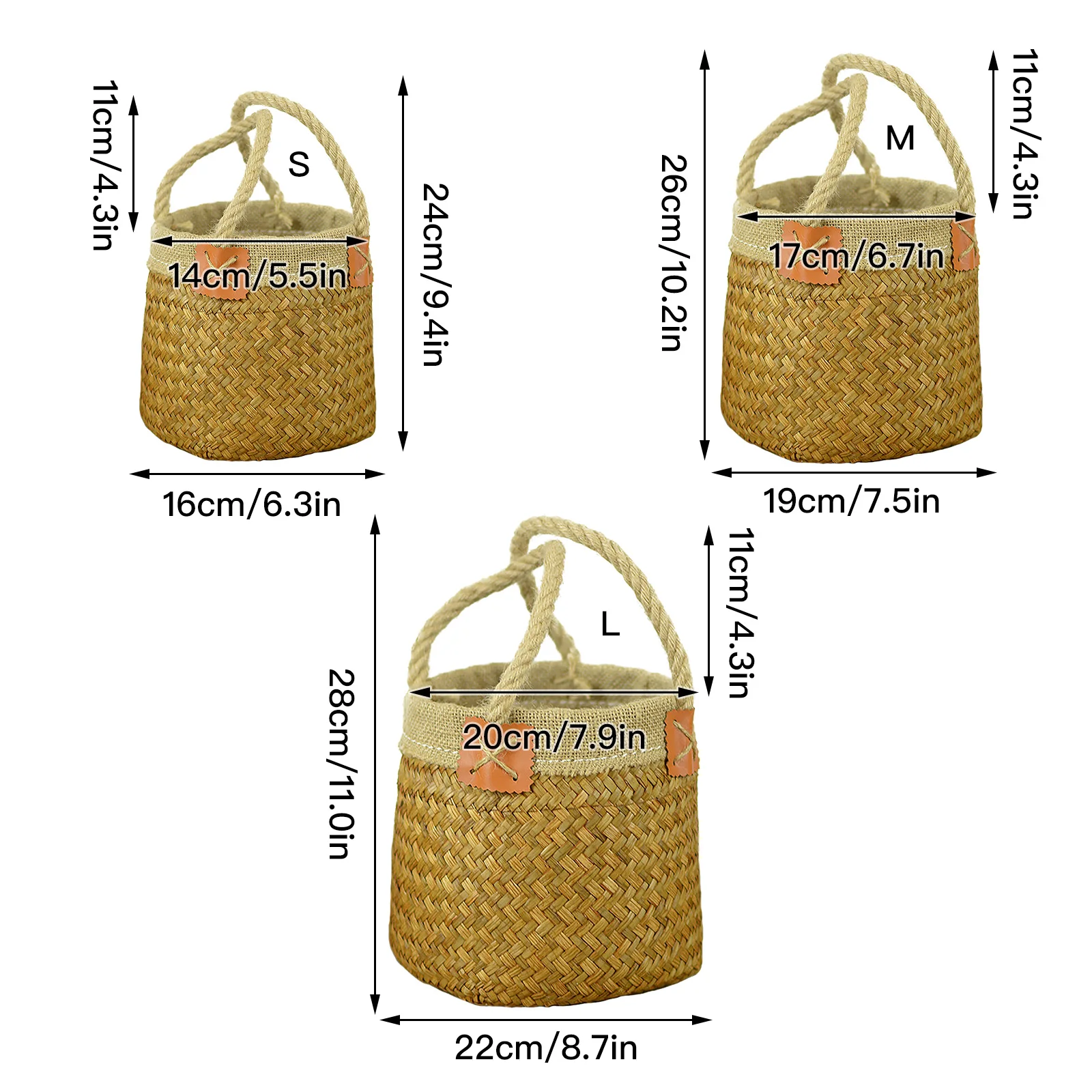 Seaweed Box Dried Flowers Storage Basket Straw Weaving Table Organizers Light Yellow New 13cm Placement Decorate Weave