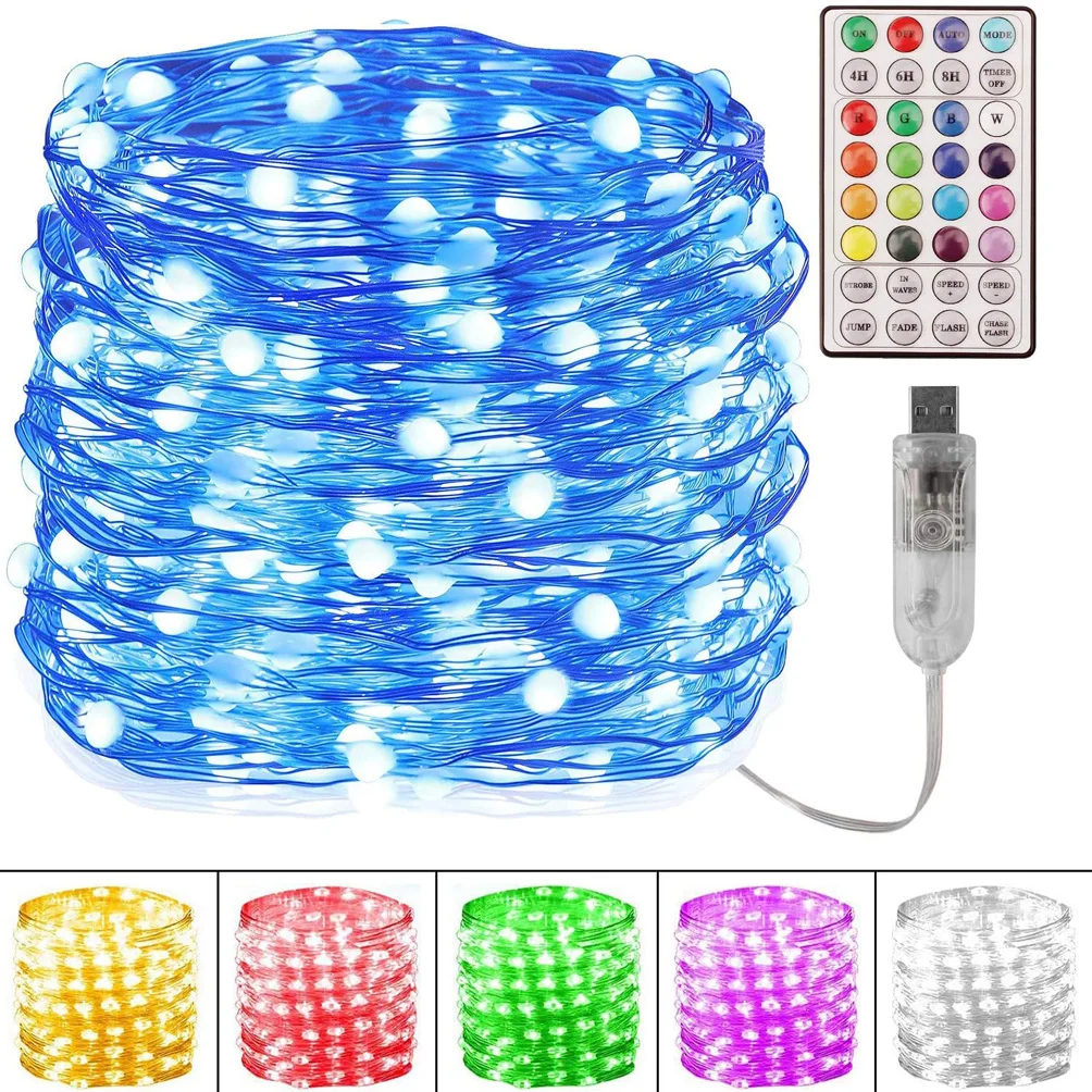 LED USB Fairy Copper String Lights With Remote Controller Twinkle Star Christmas Party Wedding Home Garden Wall Decorations