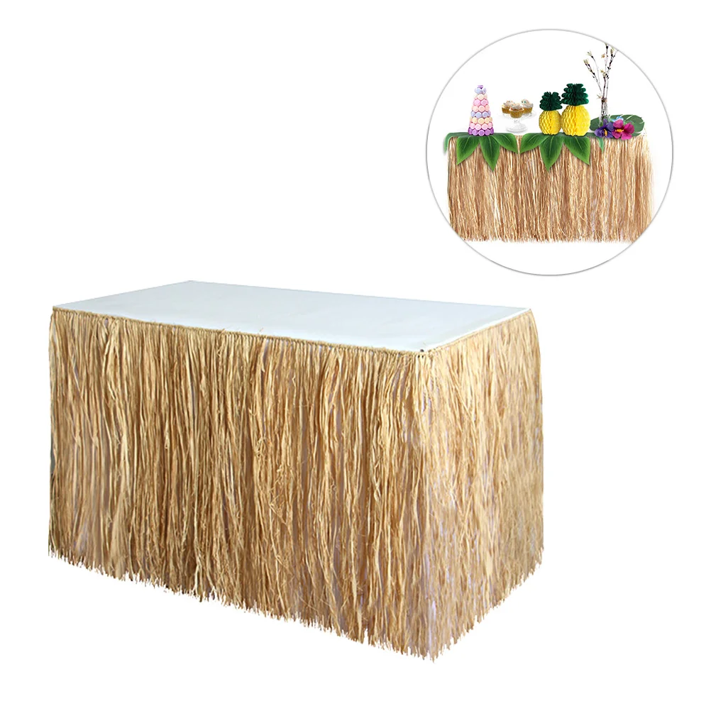 Table Skirt Skirts Grass Party Decorations Hawaiian Luau Desksummer Tablecloth Banquet Covers Tutu Decorative Home Straw Seaside