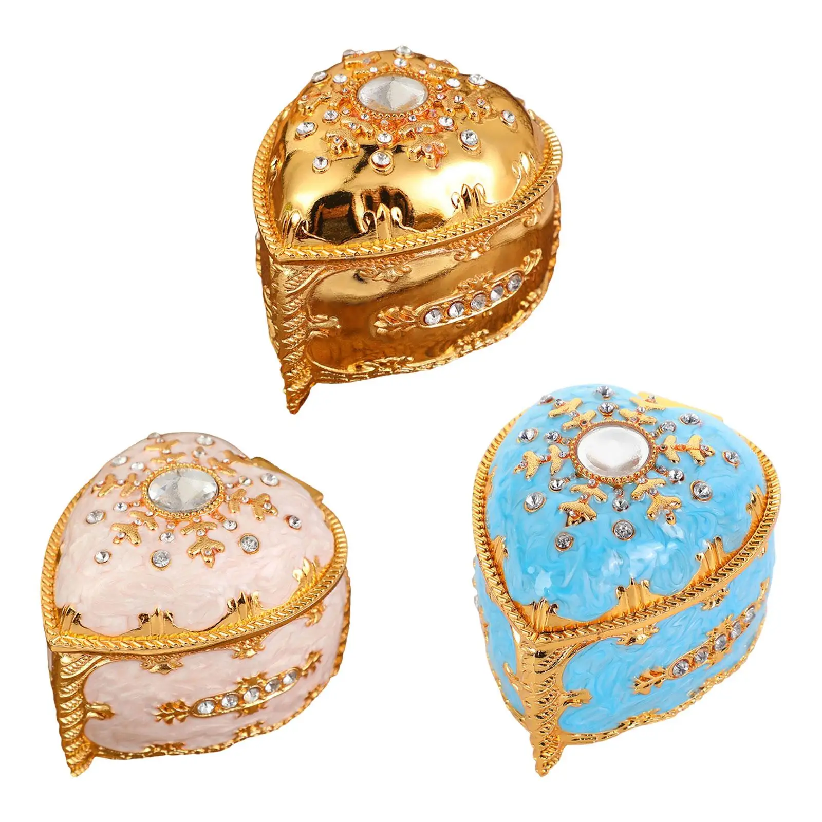 Jewel Case Ring Box Small-size Solid Retro Style Home Decor Heart Shape