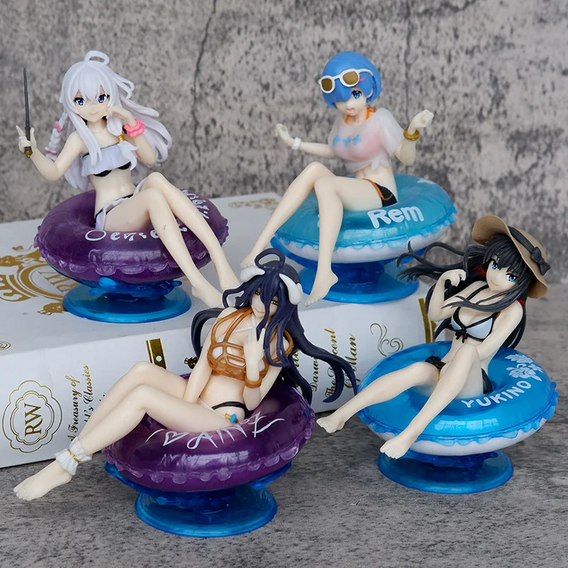 Overlord Albedo Anime Figure Rem Yukino Elaina Swimsuit Sexy Girl Action Figures Swim Ring Figurines Collections Kid Toys Gifts