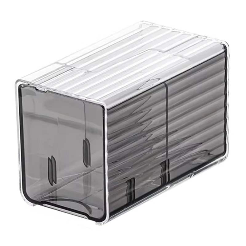 

PZHI-Wall-Mounted Cotton Pad And Swab Organizer Box, Punch-Free Transparent Plastic Cosmetic Storage Container With Drawer
