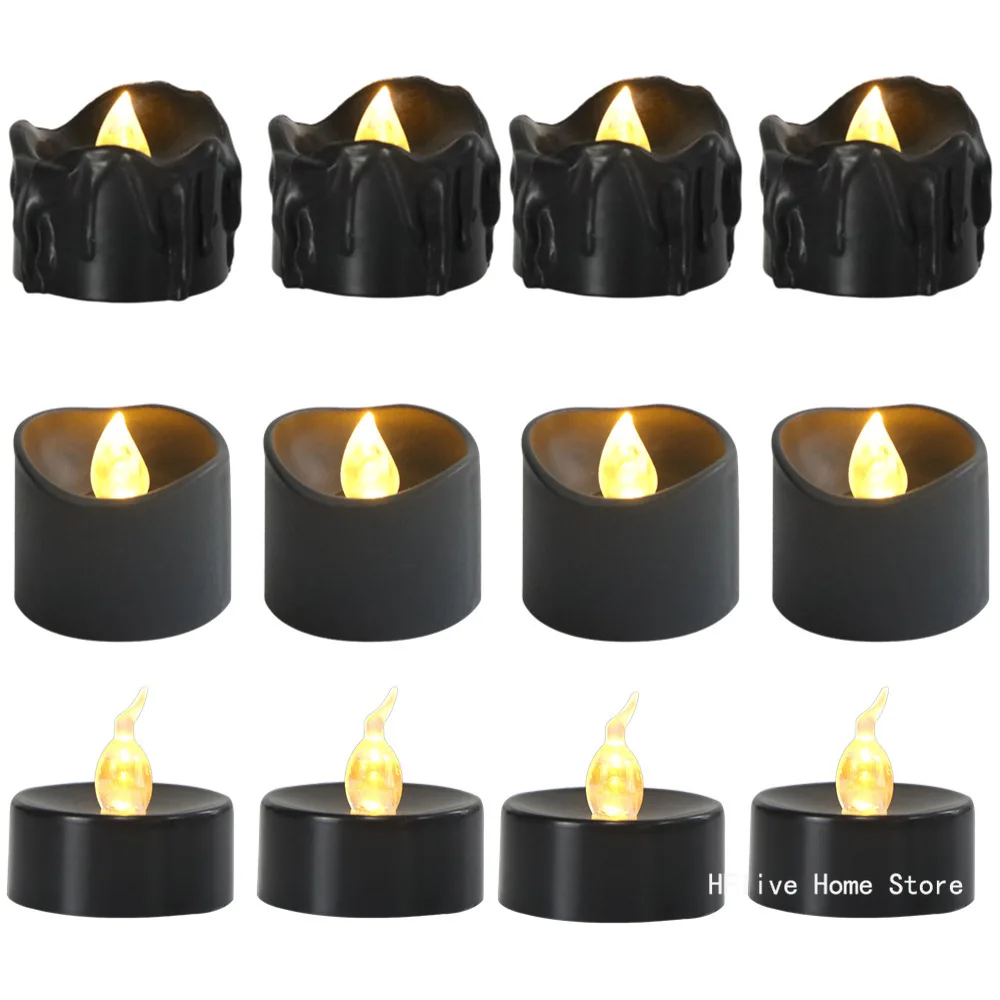 

Black LED Candle Lamp Battery Operated Tea Light Flameless Fake Electronic Candle Halloween Party Decoration Flashing Table Lamp