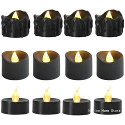 Black LED Candle Lamp Battery Operated Tea Light Flameless Fake Electronic Candle Halloween Party Decoration Flashing Table Lamp