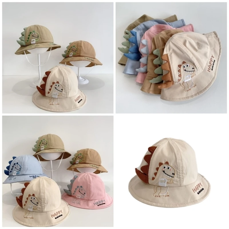 Spring Autumn Cartoon Baby Fisherman Hat Dinosaur Pattern Baby Hat Sun Cap Fashionable Baby Hat Cotton for Boy & Girls A2UB